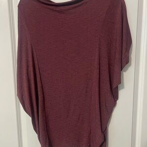 Lucy Wine/Burgandy Asymmetrical Dolman Short Sleeve Top